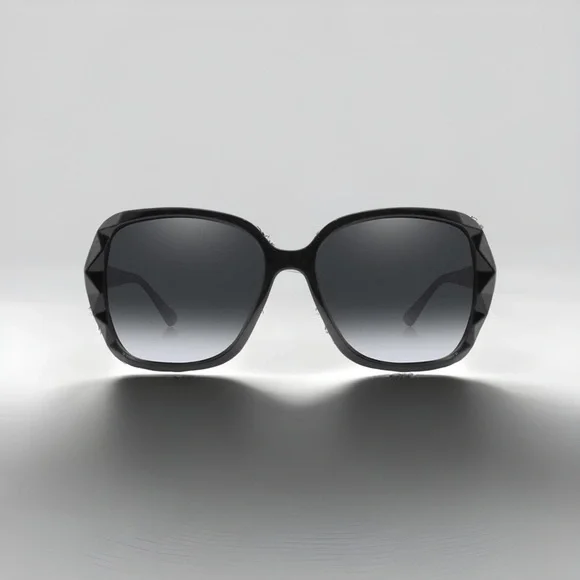 Black & Gold Oversized Square Sunglasses Polarized Tinted w Crystal Frames Nwt - Picture 3 of 13